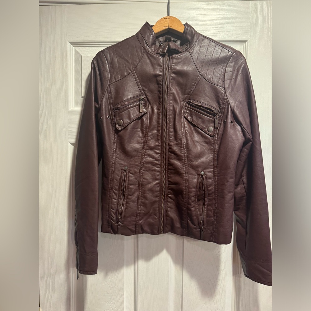 JouJou Brown Faux Leather Jacket Sz M